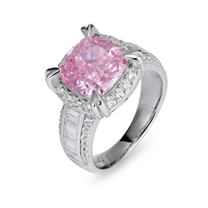 925 Silver Pink Cubic Zirconia Ring - Model R0608F - Image 1