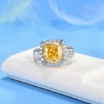 925 Silver Yellow Cubic Zirconia Ring - Model R0608Y - Image 2