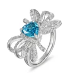 925 Silver Blue Cubic Zirconia Ring - Model R0629B
