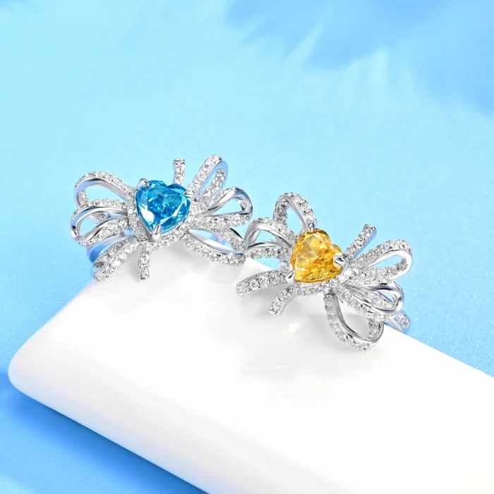 925 Silver Blue Cubic Zirconia Ring - Model R0629B - Image 3