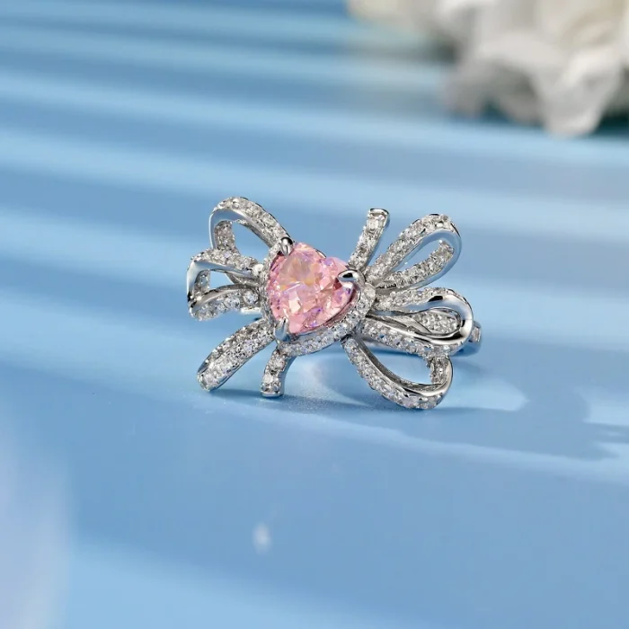 925 Silver Pink Cubic Zirconia Ring - Model R0629F - Image 3