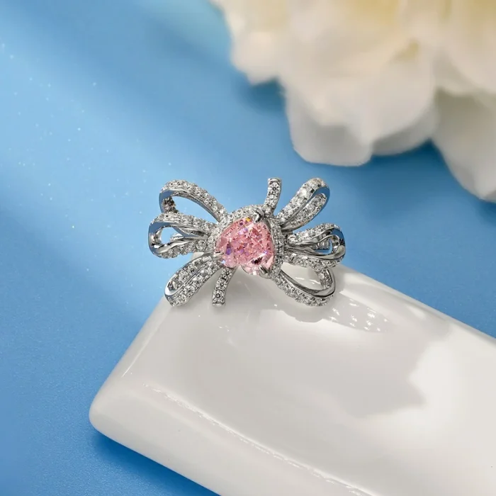 925 Silver Pink Cubic Zirconia Ring - Model R0629F - Image 2