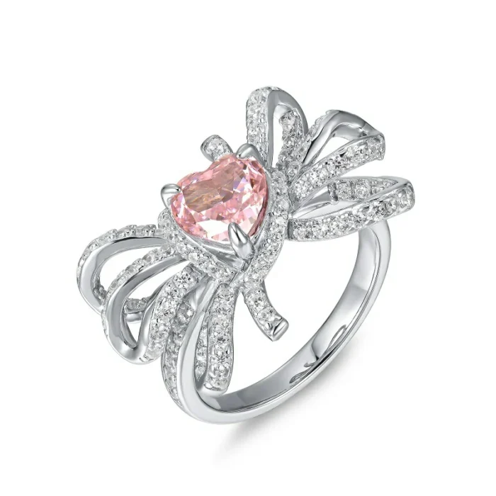 925 Silver Pink Cubic Zirconia Ring - Model R0629F - Image 1