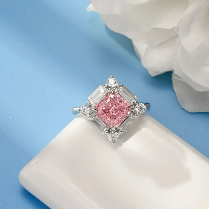 925 Silver Pink Cubic Zirconia Ring - Model R0644F - Image 3