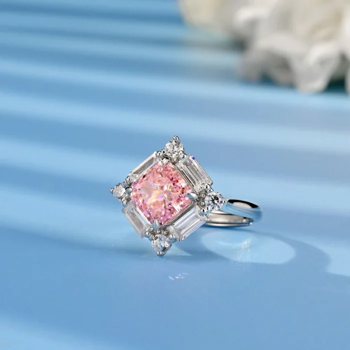 925 Silver Pink Cubic Zirconia Ring - Model R0644F - Image 2