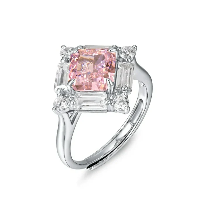 925 Silver Pink Cubic Zirconia Ring - Model R0644F - Image 1