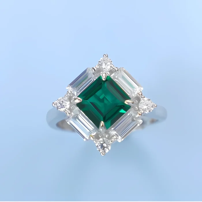 Lab-Created Emerald Ring in 925 Silver - Model R0644L - Image 2