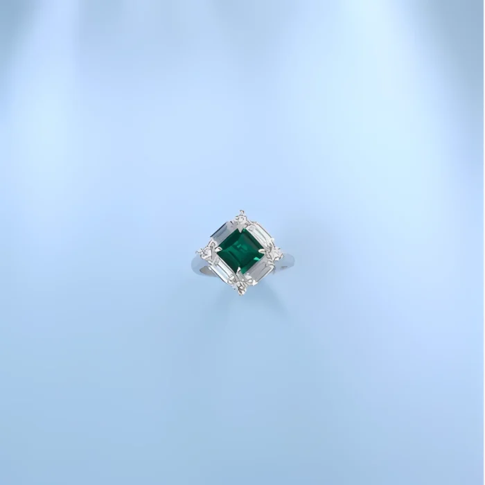 Lab-Created Emerald Ring in 925 Silver - Model R0644L - Image 3