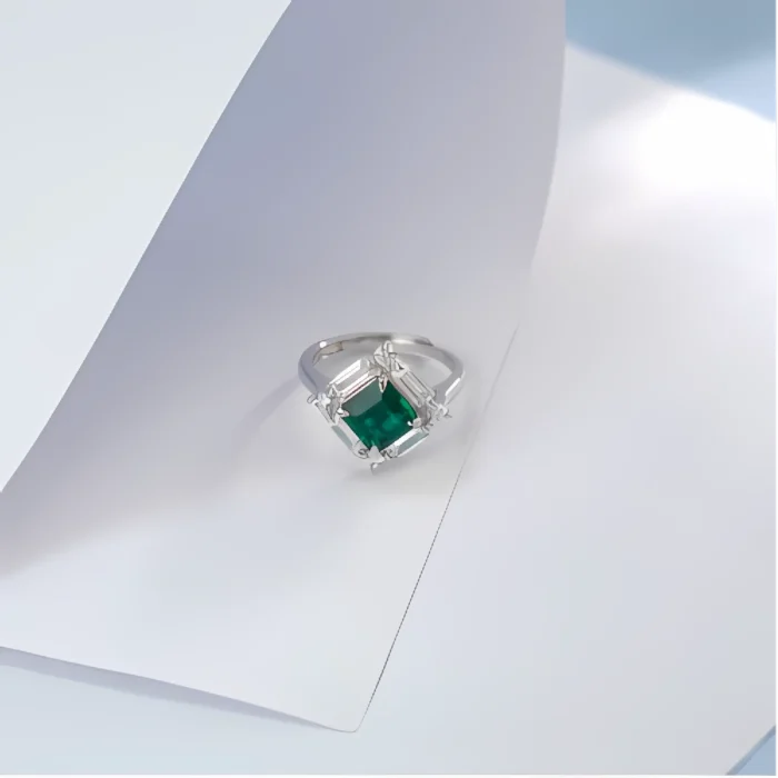 Lab-Created Emerald Ring in 925 Silver - Model R0644L - Image 4