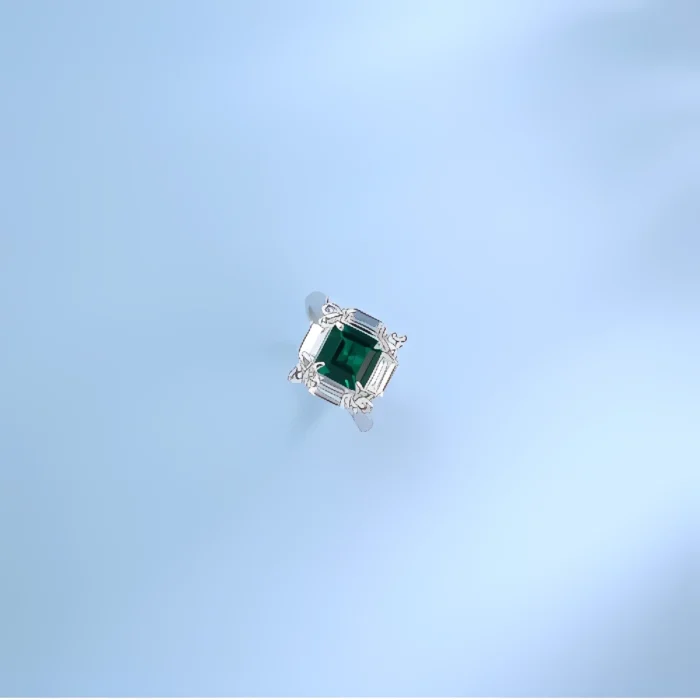 Lab-Created Emerald Ring in 925 Silver - Model R0644L - Image 5