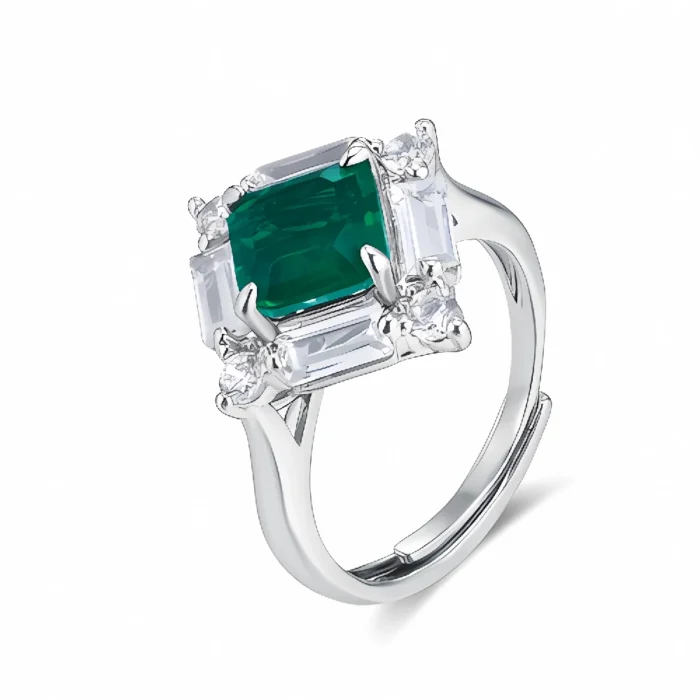 Lab-Created Emerald Ring in 925 Silver - Model R0644L - Image 1