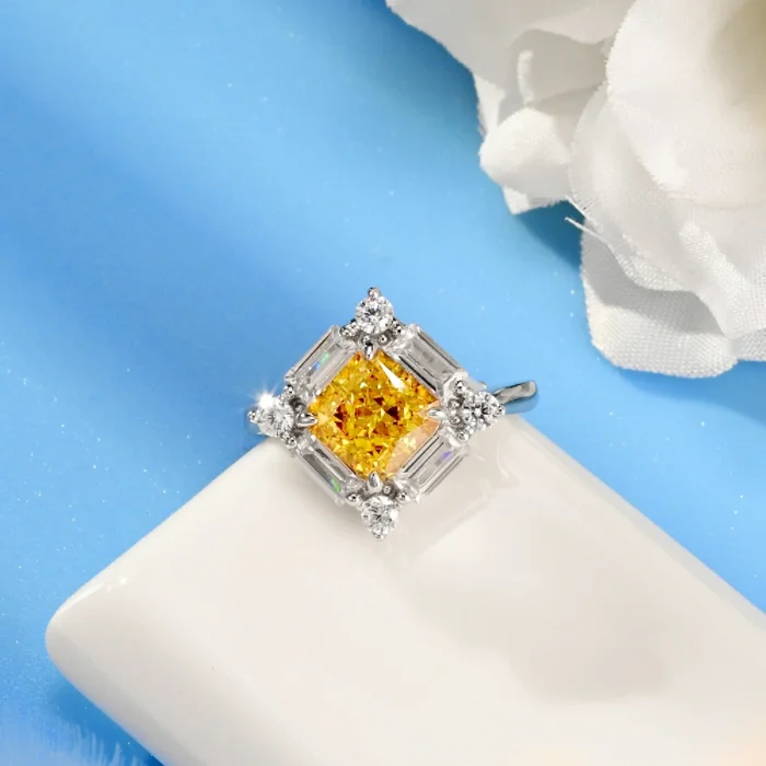 925 Silver Yellow Cubic Zirconia Ring - Model R0644Y - Image 3