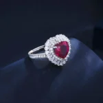 925 Silver Lab-Created Ruby Ring - Model R0653R - Image 2