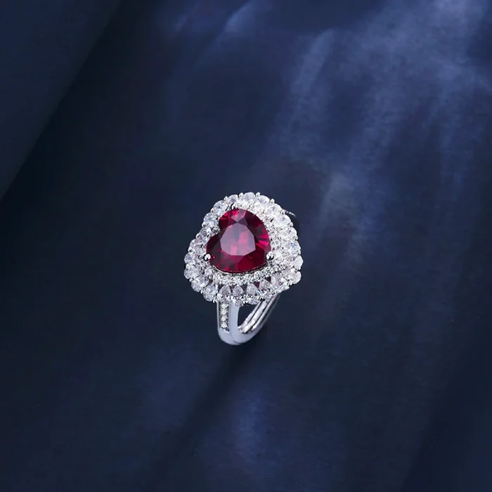 925 Silver Lab-Created Ruby Ring - Model R0653R - Image 3