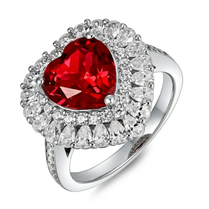 925 Silver Lab-Created Ruby Ring - Model R0653R - Image 1