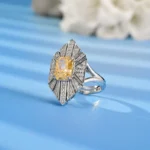 925 Silver Yellow Cubic Zirconia Ring - Model R0683Y - Image 3