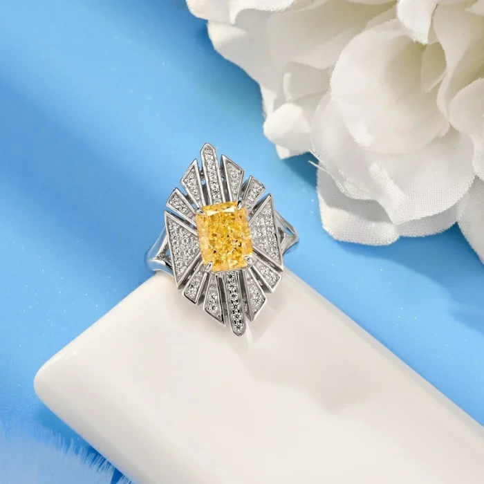 925 Silver Yellow Cubic Zirconia Ring - Model R0683Y - Image 2
