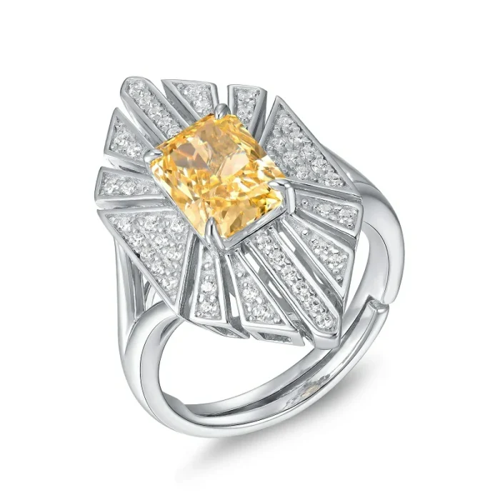 925 Silver Yellow Cubic Zirconia Ring - Model R0683Y - Image 1