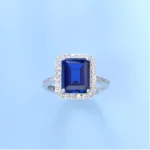Lab-Created Blue Sapphire Ring in 925 Silver - Model R1578B - Image 6