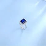 Lab-Created Blue Sapphire Ring in 925 Silver - Model R1578B - Image 3