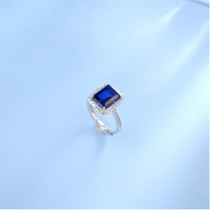 Lab-Created Blue Sapphire Ring in 925 Silver - Model R1578B - Image 3