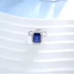 Lab-Created Blue Sapphire Ring in 925 Silver - Model R1578B - Image 2