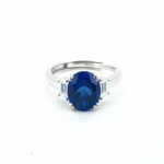 Lab-Created Blue Sapphire Ring in 925 Silver - Model R1607B - Image 3