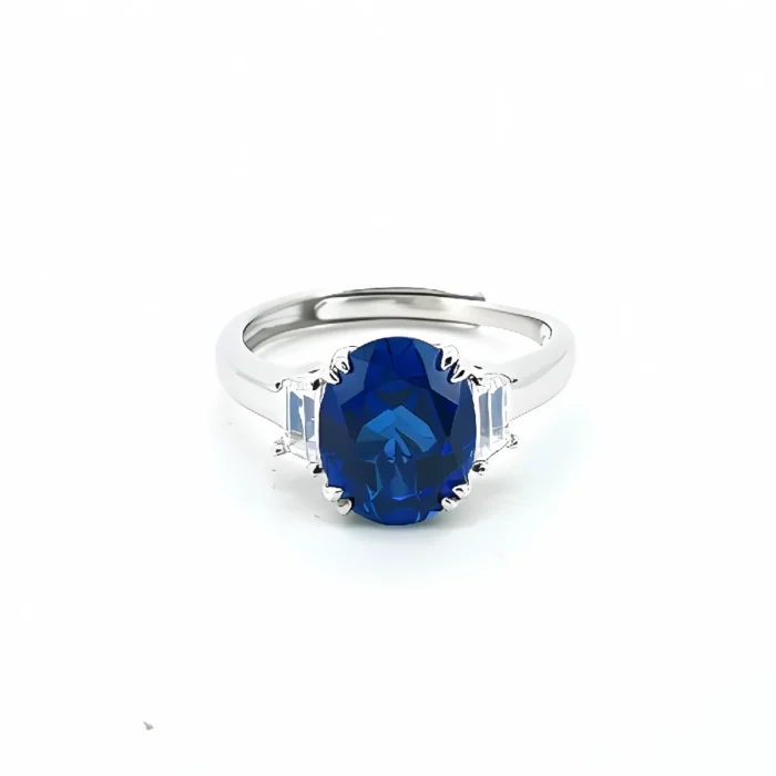 Lab-Created Blue Sapphire Ring in 925 Silver - Model R1607B - Image 3