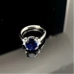 Lab-Created Blue Sapphire Ring in 925 Silver - Model R1607B - Image 2
