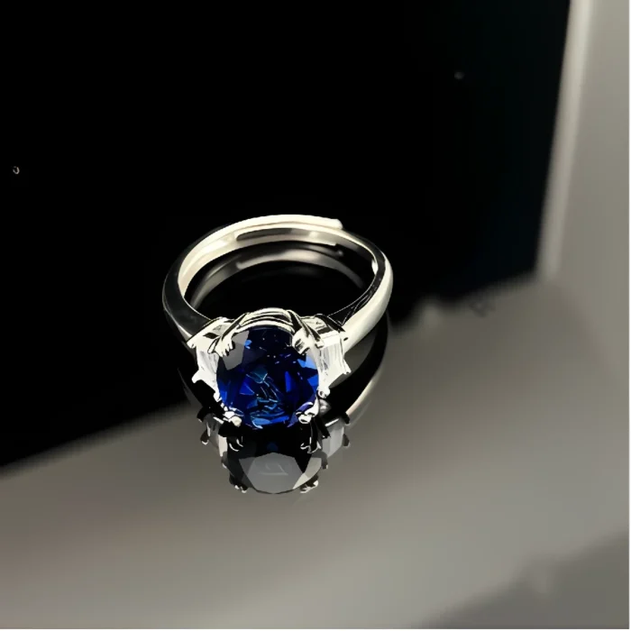 Lab-Created Blue Sapphire Ring in 925 Silver - Model R1607B - Image 2