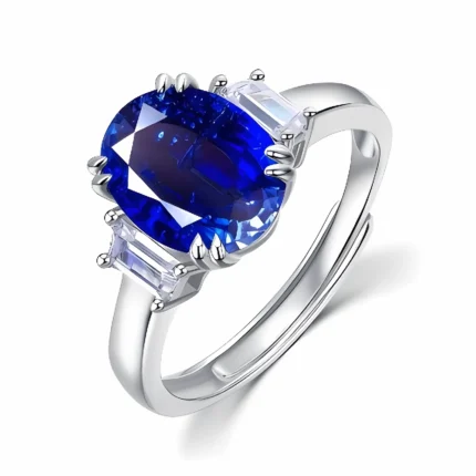 Lab-Created Blue Sapphire Ring in 925 Silver - Model R1607B