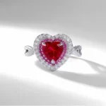 S925 Silver Lab-Created Ruby Ring - Model R1744R - Image 3