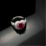 S925 Silver Lab-Created Ruby Ring - Model R1744R - Image 2