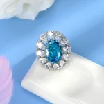 925 Silver Blue Cubic Zirconia Ring - Model - B-RS3074C1 - Image 3