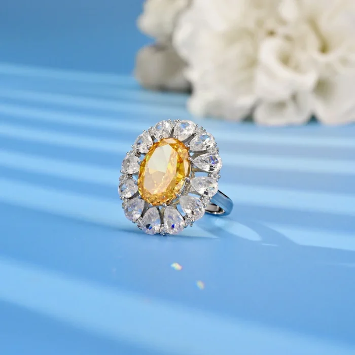 925 Silver Yellow Cubic Zirconia Ring - Model RS3074C1 - Image 3