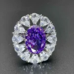 925 Silver Purple Cubic Zirconia Ring - Model - P-RS3074C1 - Image 3