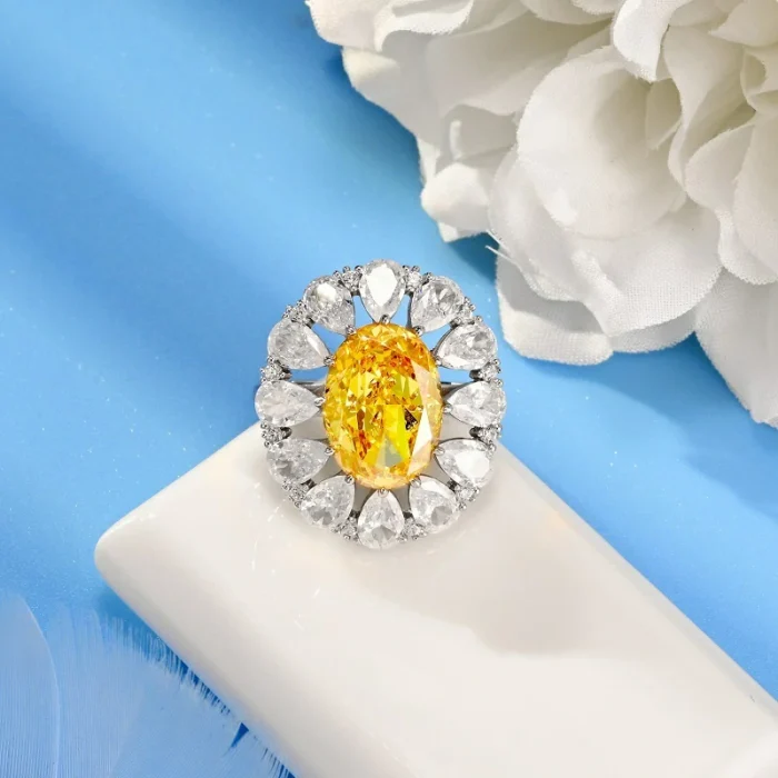 925 Silver Yellow Cubic Zirconia Ring - Model RS3074C1 - Image 2