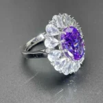 925 Silver Purple Cubic Zirconia Ring - Model - P-RS3074C1 - Image 4