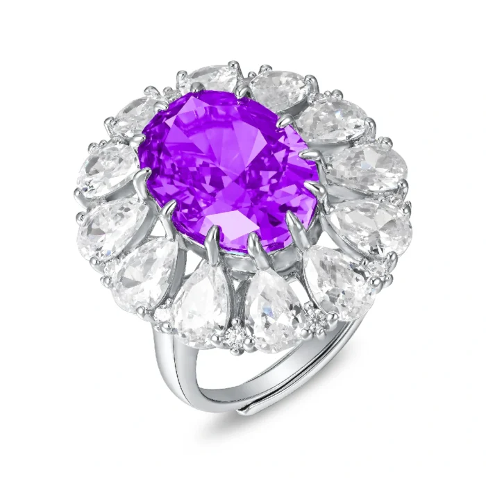 925 Silver Purple Cubic Zirconia Ring - Model - P-RS3074C1 - Image 1