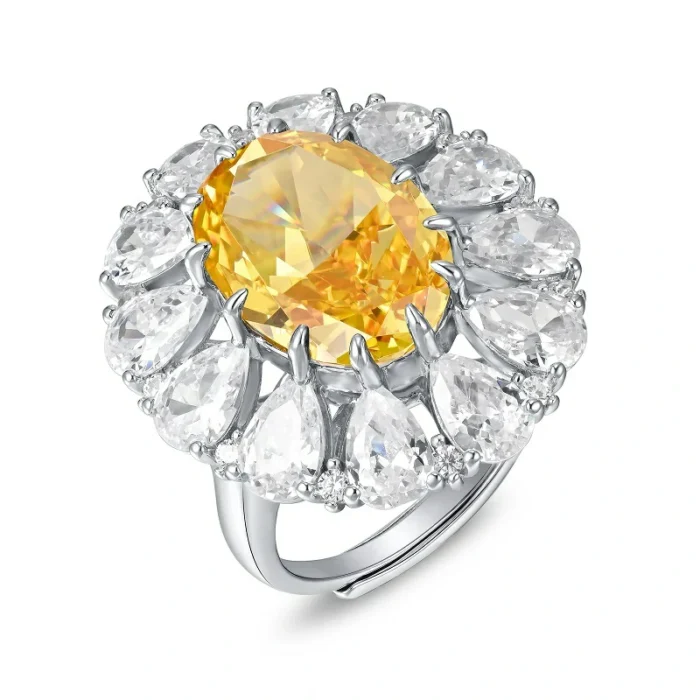 925 Silver Yellow Cubic Zirconia Ring - Model RS3074C1 - Image 1