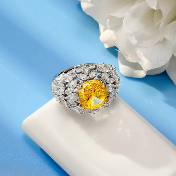 925 Silver Yellow Cubic Zirconia Ring - Model RS3075C1 - Image 3