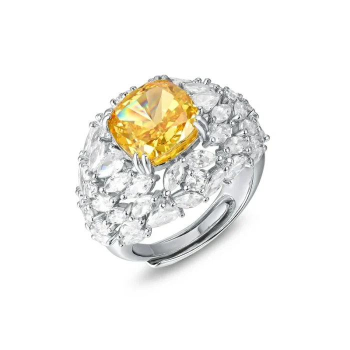 925 Silver Yellow Cubic Zirconia Ring - Model RS3075C1 - Image 1