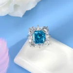 925 Silver Blue Cubic Zirconia Ring - Model RS3077C1 - Image 3
