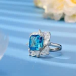 925 Silver Blue Cubic Zirconia Ring - Model RS3077C1 - Image 2