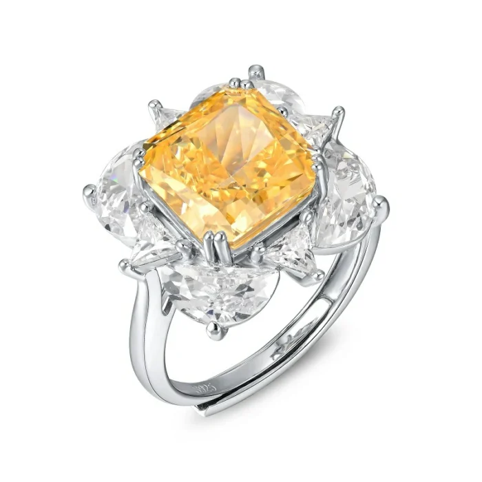 925 Silver Yellow Cubic Zirconia Ring - Model RS3077C1Y - Image 1