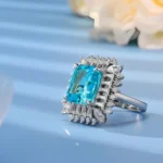 Blue Cubic Zirconia Ring in 925 Silver - Model YWR0633B - Image 3