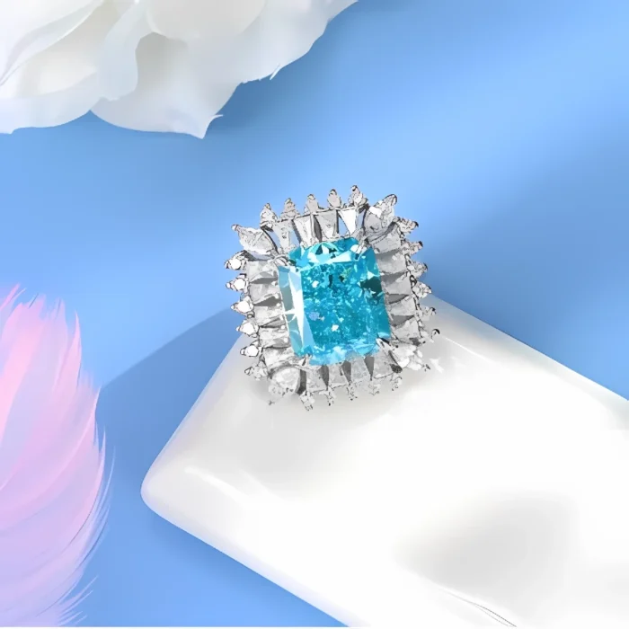 Blue Cubic Zirconia Ring in 925 Silver - Model YWR0633B - Image 2