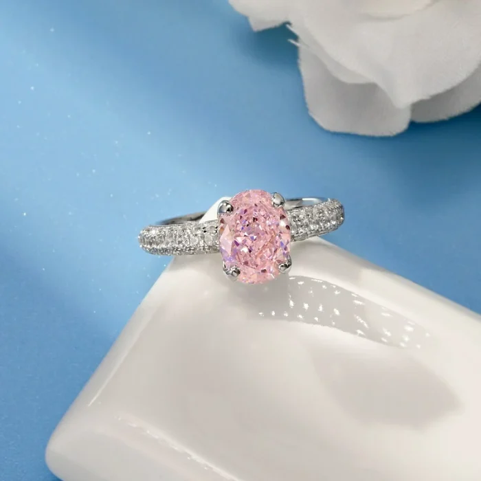 925 Silver Pink Cubic Zirconia Ring - Model YWR0665F - Image 3