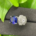 925 Silver Lab-Created Blue Sapphire Ring - Model ZHF一R0849B - Image 2