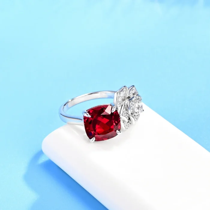 925 Silver Lab-Created Ruby Ring - Model ZHF-R0849R - Image 2